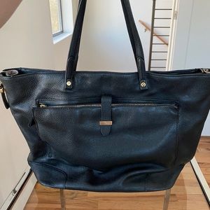 Tory Burch Black Leather/Snakeskin Tote Bag